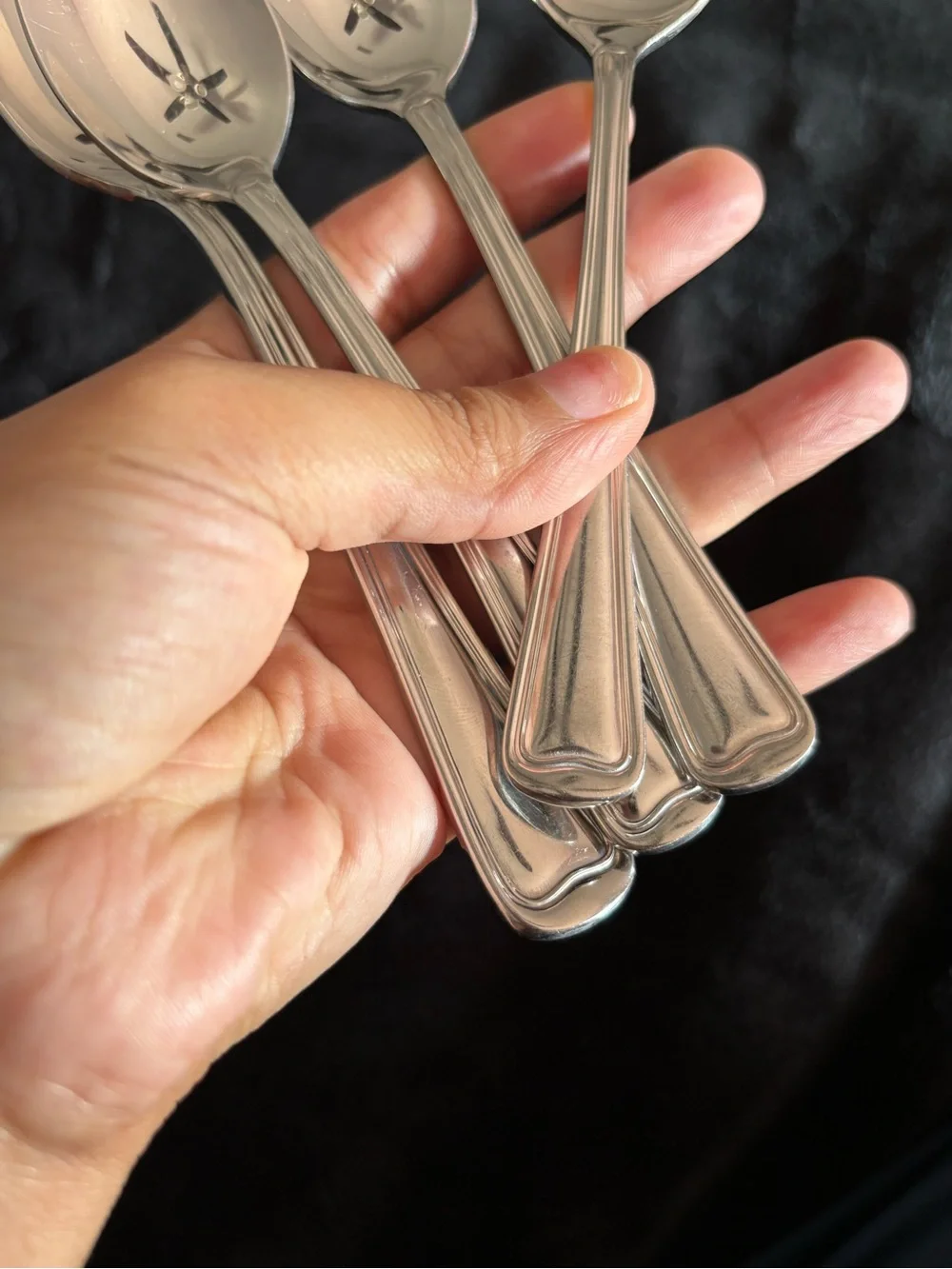 VTG Gorham Monet  Stainless Steel Set Of 4 Oval Soup Spoons 7 & 6” Outline Edge